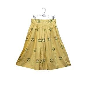 Vintage Union Made HERMAN GEIST Butter Yellow Floral Full Skirt Cottagecore VTG